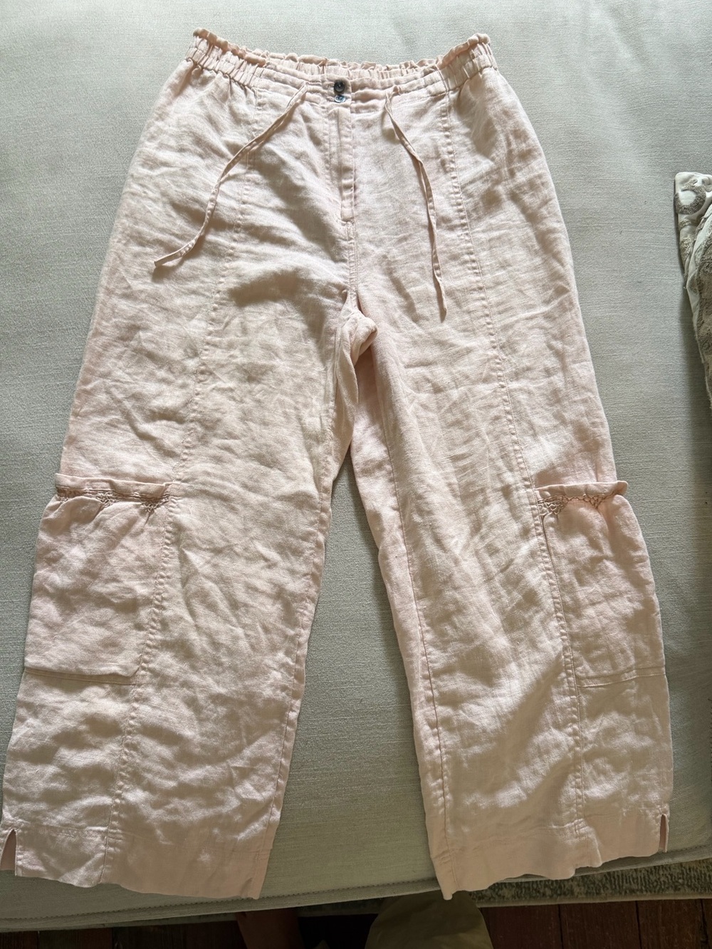 J. Jill Blush Drawstring Linen Cargo Pants
